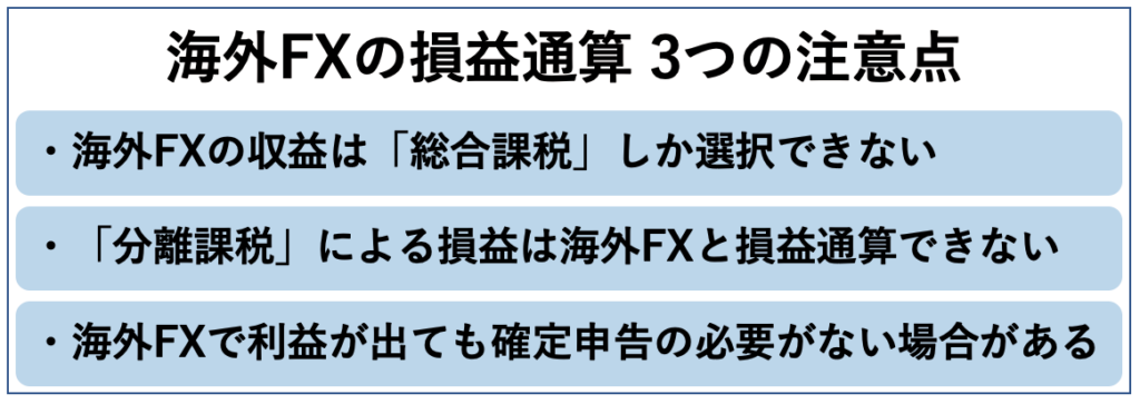 海外FXの損益通算 3つの注意点