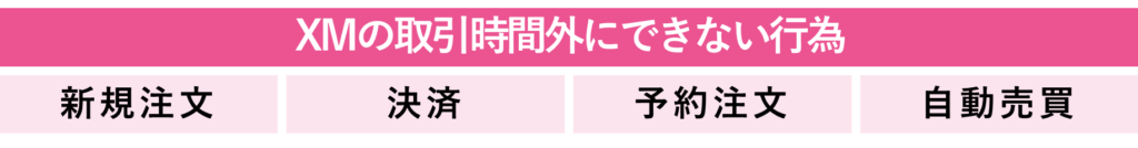 XMの取引時間外にできない行為