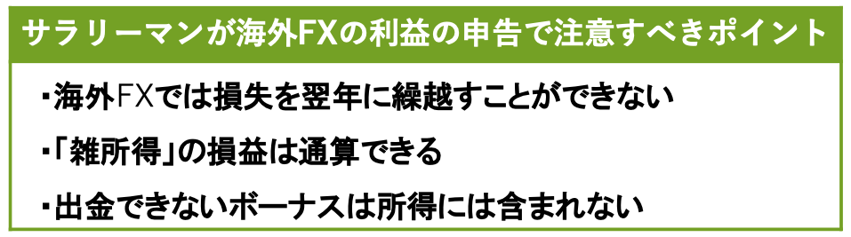 サラリーマンが海外FXの利益の申告で注意すべきポイント