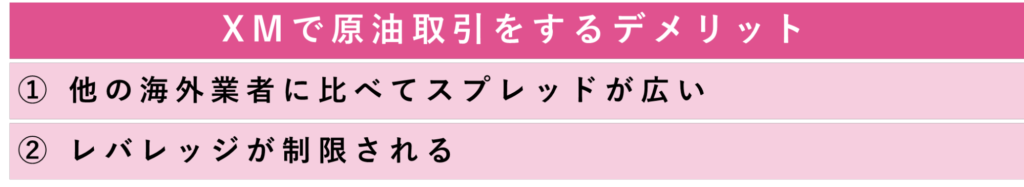 XMで原油取引をするデメリット