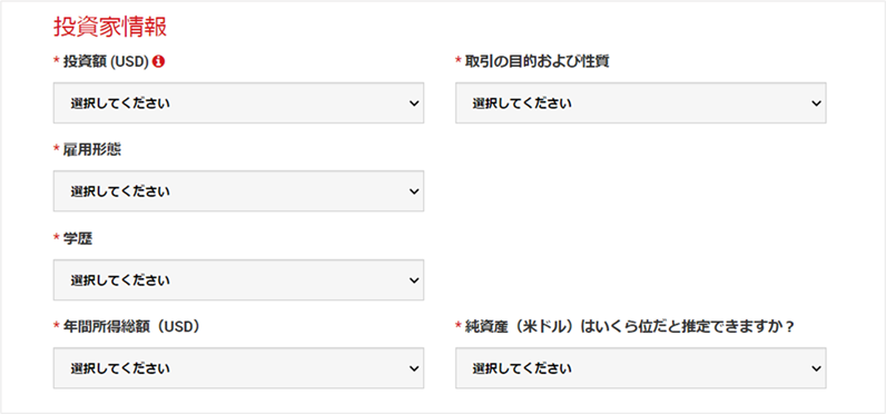 「投資家情報」の入力