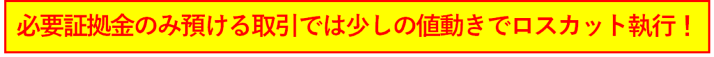 必要証拠金のみ預ける取引では少しの値動きでロスカット執行！