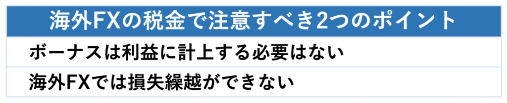 海外FXの税金で注意すべき2つのポイント